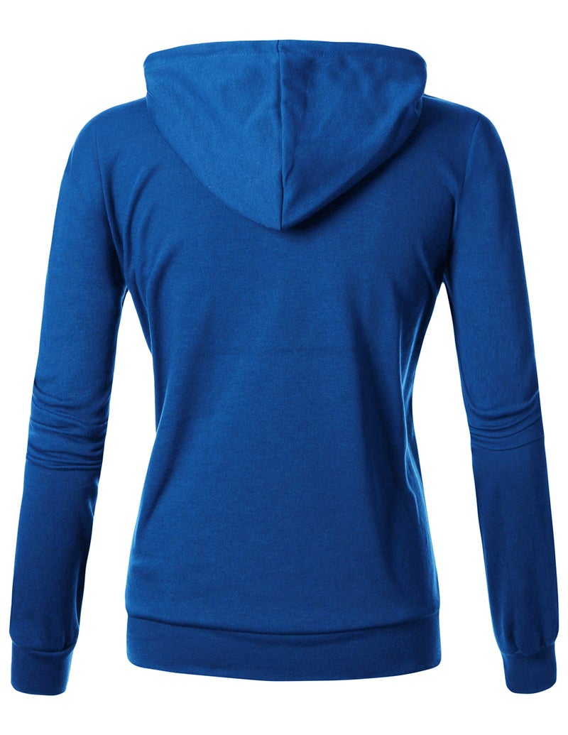 GIVON Women's Lightweight Zip Up Hoodie â€“ Long Sleeve Thin Casual Hooded Jacket, Plus DCF200-BLUE-S - Image 3